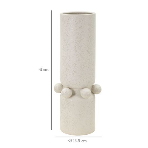 Vase Décoratif Mf638, Céramique, Beige, 15,5x15,5x41 Cm