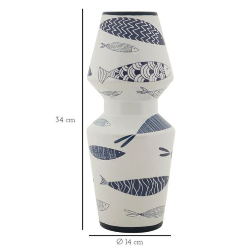 Vase Décoratif Mf644, Céramique, Multicouleur, 14x14x34 Cm