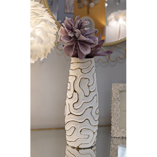 Vase Décoratif Mf641, Céramique, Blanc, 14,5x14,5x39,5 Cm