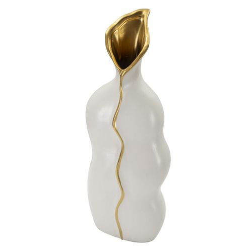 Vase Décoratif Mf642, Céramique, Blanc, 19,5x10x50 Cm