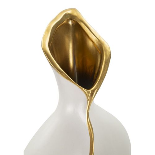Vase Décoratif Mf642, Céramique, Blanc, 19,5x10x50 Cm