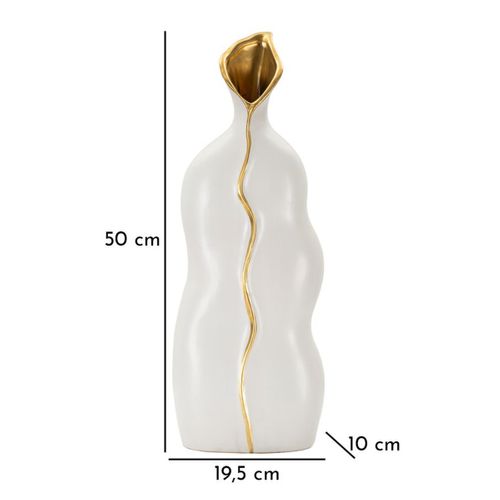 Vase Décoratif Mf642, Céramique, Blanc, 19,5x10x50 Cm