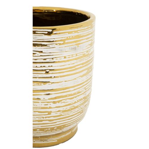 Lot De 2 Pots Décoratifs Mf387, Céramique, Or, 23x23x24 Cm