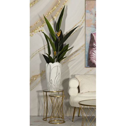 Vase Décoratif Mf661, Polyrésine, Blanc, 29x29x48 Cm