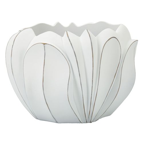 Vase Décoratif Mf667, Polyrésine, Blanc, 34,5x34,5x23,5 Cm