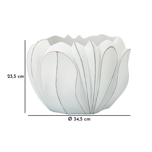Vase Décoratif Mf667, Polyrésine, Blanc, 34,5x34,5x23,5 Cm