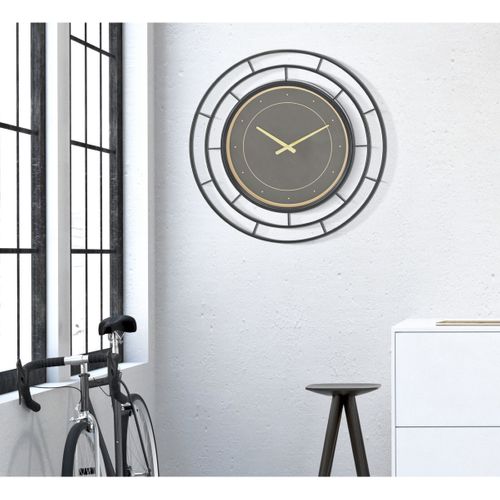 Horloge Murale Mf279, Métal, Noir, 70x5,5x70 Cm