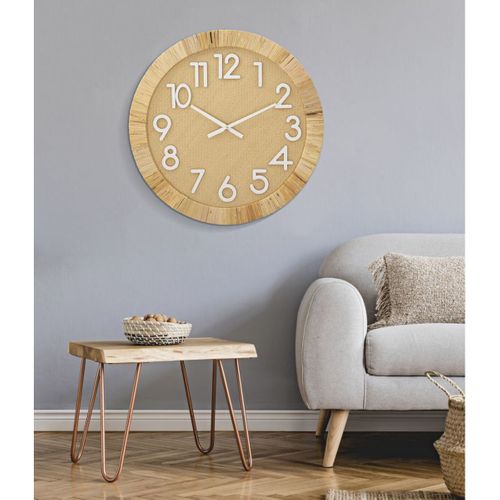 Horloge Murale Mf234, Rotin, Marron, 60x4,5x60 Cm