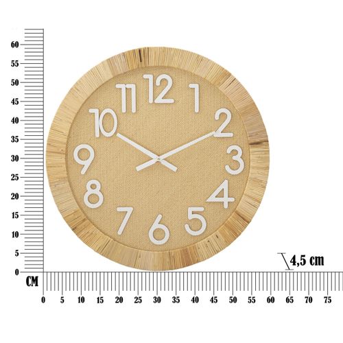Horloge Murale Mf234, Rotin, Marron, 60x4,5x60 Cm