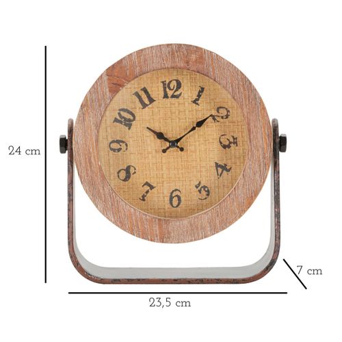 Horloge Murale Mf247, Bois, Marron, 23,5x7x24 Cm