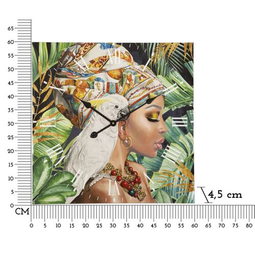Horloge Murale Afrique 2, Mdf, Multicouleur, 60x4,5x60 Cm