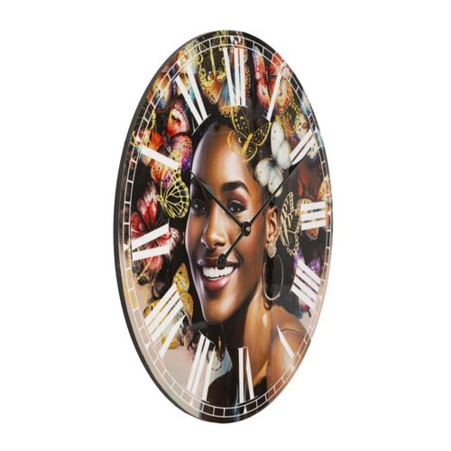 Horloge Murale Afrique 3, Mdf, Multicouleur, 60x4,5x60 Cm