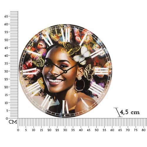 Horloge Murale Afrique 3, Mdf, Multicouleur, 60x4,5x60 Cm