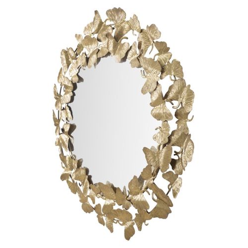 Miroir Avec Cadre Papillon 28, Métal, Or, 87x2,5x87 Cm