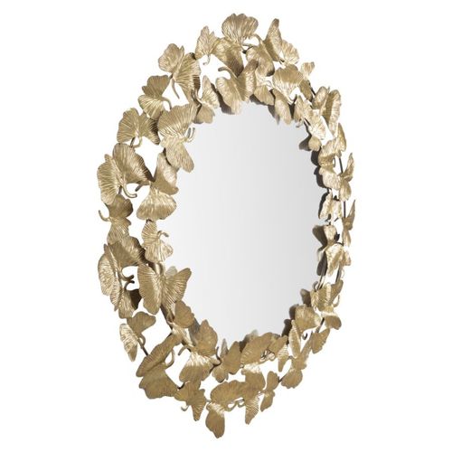 Miroir Avec Cadre Papillon 28, Métal, Or, 87x2,5x87 Cm