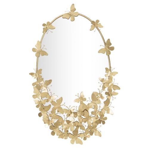 Miroir Avec Cadre Papillon 32, Métal, Or, 59x3x89,5 Cm