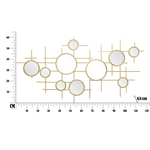 Miroir Avec Cadre Cercles 27, Métal, Or, 117x4,5x61 Cm