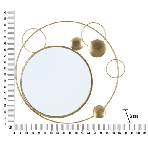Miroir Avec Cadre Lune 3, Métal, Or, 90x3x83 Cm