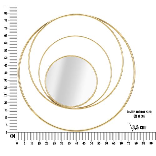 Miroir Avec Cadre Mf500, Métal, Or, 80x3,5x80 Cm