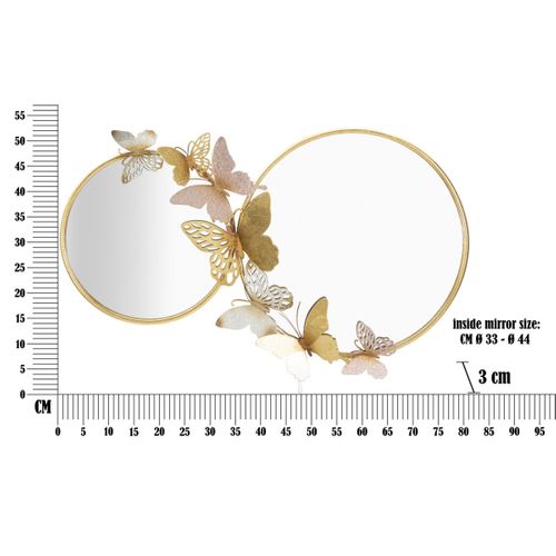 Miroir Avec Cadre Papillon 27, Métal, Multicouleur, 81x3x52,5 Cm