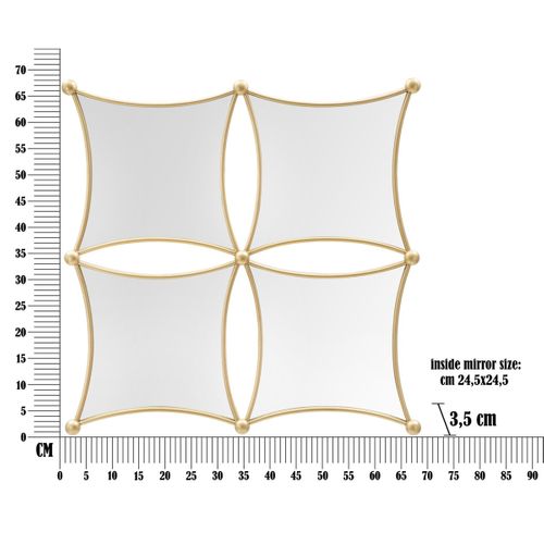 Miroir Avec Cadre Mf497, Métal, Or, 68x3,5x68 Cm