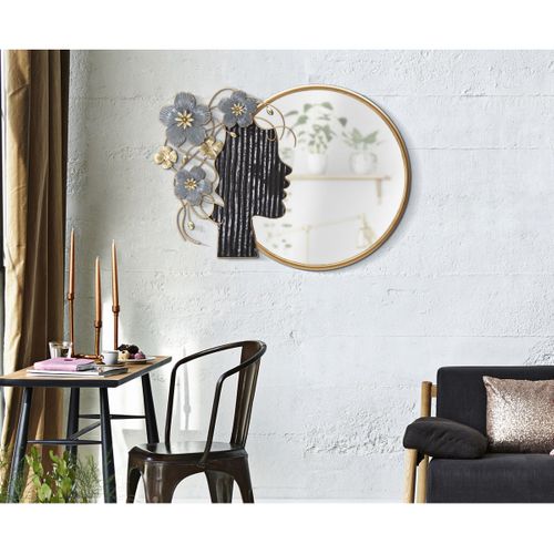 Miroir Avec Cadre Visage 10, Métal, Multicouleur, 81,9x7x61 Cm