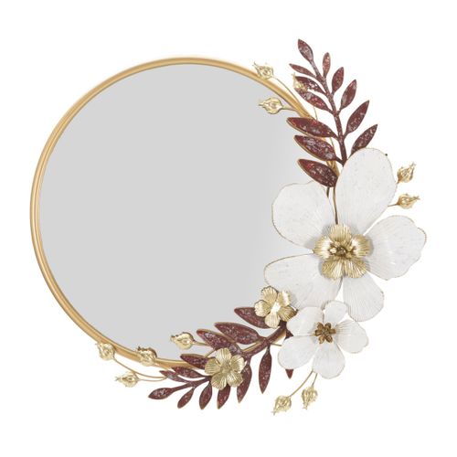 Miroir Avec Cadre Fleurs 58, Métal, Multicouleur, 74,9x7,6x72,4 Cm