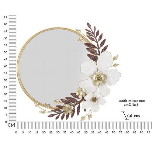 Miroir Avec Cadre Fleurs 58, Métal, Multicouleur, 74,9x7,6x72,4 Cm