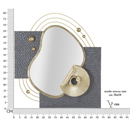 Miroir Avec Cadre Géométrique 14, Métal, Multicouleur, 80x7x72,4 Cm