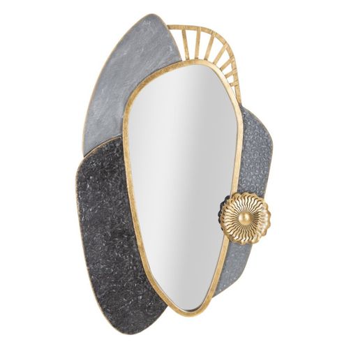 Miroir Avec Cadre Géométrique 17, Métal, Gris, 55,9x5,7x90,8 Cm