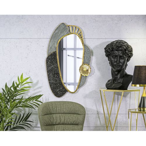 Miroir Avec Cadre Géométrique 17, Métal, Gris, 55,9x5,7x90,8 Cm
