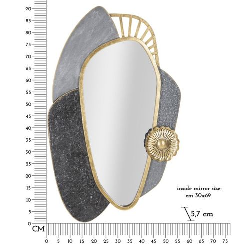 Miroir Avec Cadre Géométrique 17, Métal, Gris, 55,9x5,7x90,8 Cm