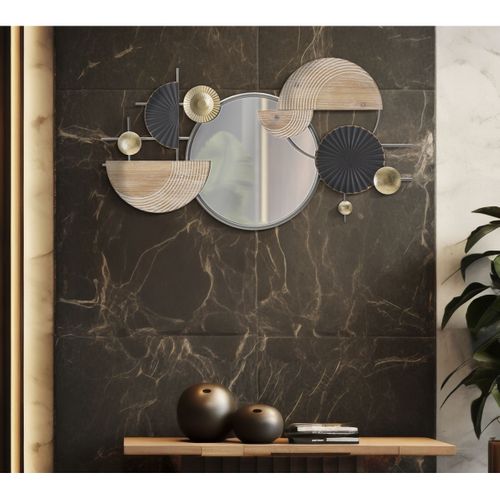 Miroir Avec Cadre Géométrique 18, Métal, Multicouleur, 90,2x5,1x50,2 Cm