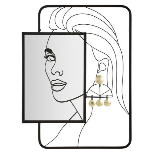 Miroir Avec Cadre Mf508, Métal, Noir, 64,8x3,8x85 Cm