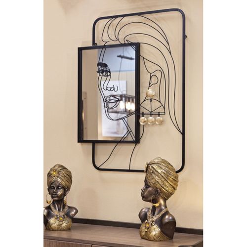 Miroir Avec Cadre Mf508, Métal, Noir, 64,8x3,8x85 Cm