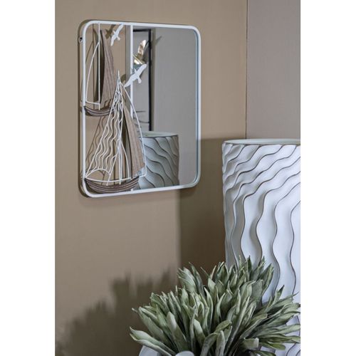 Miroir Avec Cadre Mf498, Métal, Blanc, 60x4,4x60 Cm