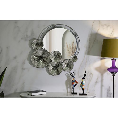 Miroir Avec Cadre Mf506, Métal, Argent, 85x7x80,6 Cm