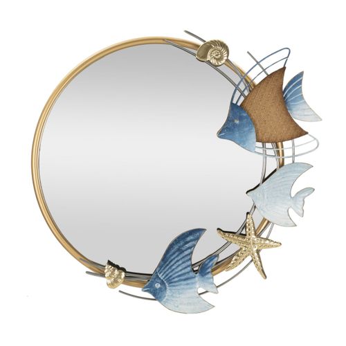 Miroir Avec Cadre Poisson 12, Métal, Multicouleur, 68x5x67 Cm
