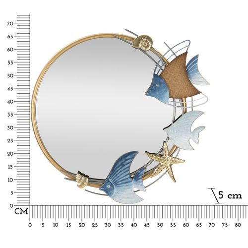 Miroir Avec Cadre Poisson 12, Métal, Multicouleur, 68x5x67 Cm