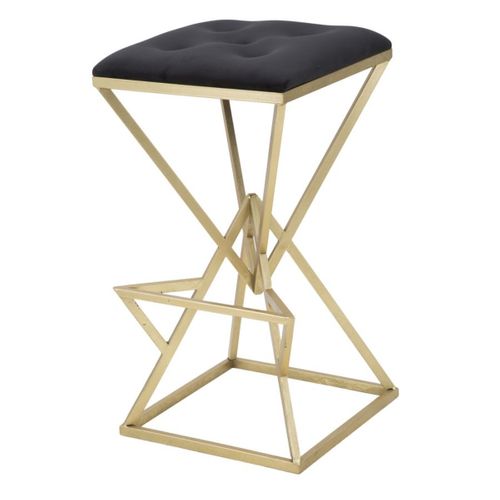 Tabouret Bas Triangles, Métal, Or, 40x40x75 Cm