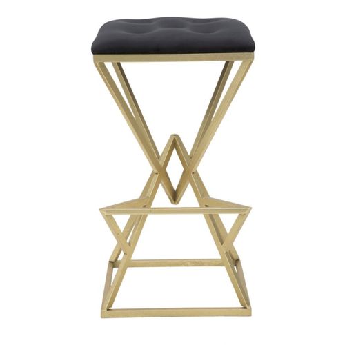 Tabouret Bas Triangles, Métal, Or, 40x40x75 Cm
