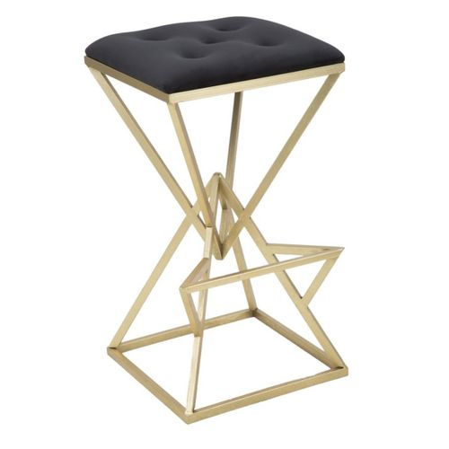 Tabouret Bas Triangles, Métal, Or, 40x40x75 Cm
