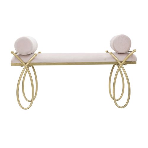 Banc Mf301, Métal, Rose, 112,5x49x53 Cm
