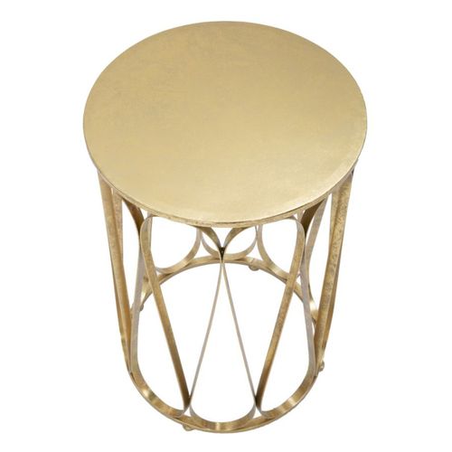 Table D'appoint Mf520, Métal, Or, 37x37x58 Cm