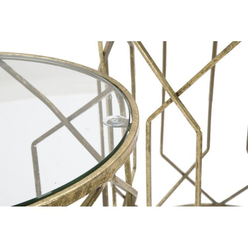 Table D'appoint Mf561, Métal, Or, 42x42x53 Cm