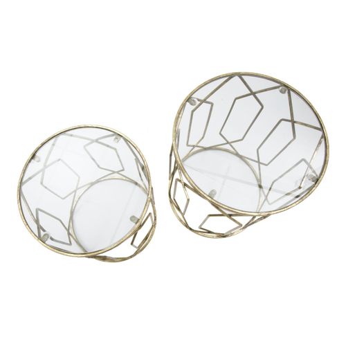 Table D'appoint Mf561, Métal, Or, 42x42x53 Cm