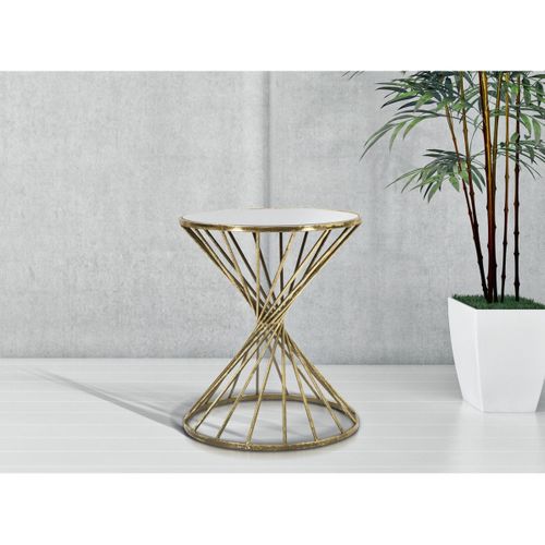 Table D'appoint Mf549, Métal, Or, 42x42x50 Cm