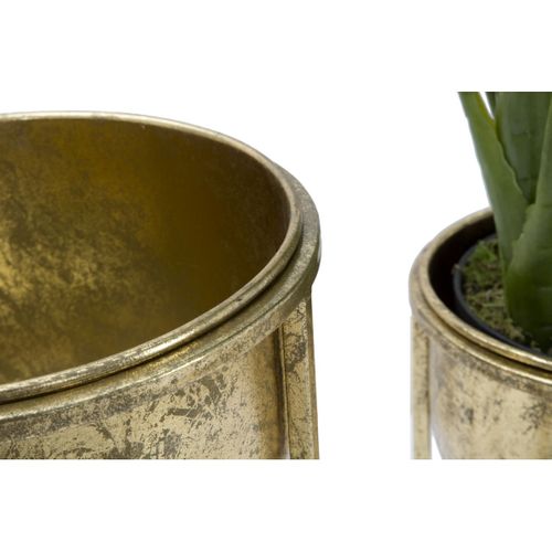 Lot De 2 Cache Pots Mf402, Métal, Or, 27x27x62 Cm