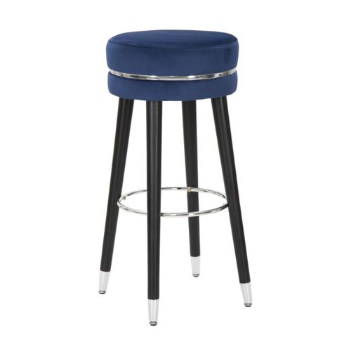 Tabouret Haut Mf435, Bois, Bleu, 35x35x74 Cm