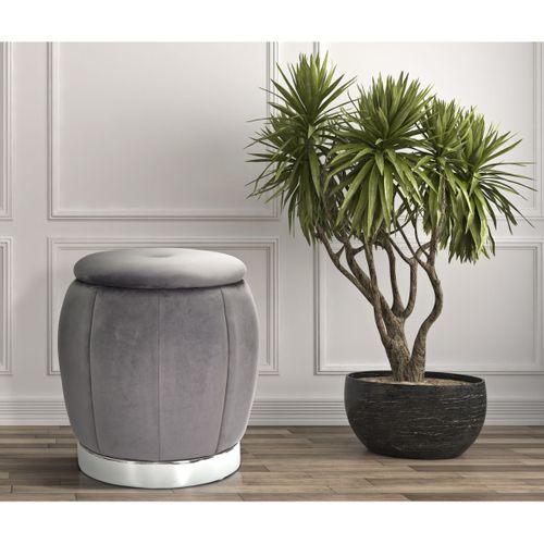 Pouf Mf356, Bois, Gris, 43x43x43 Cm